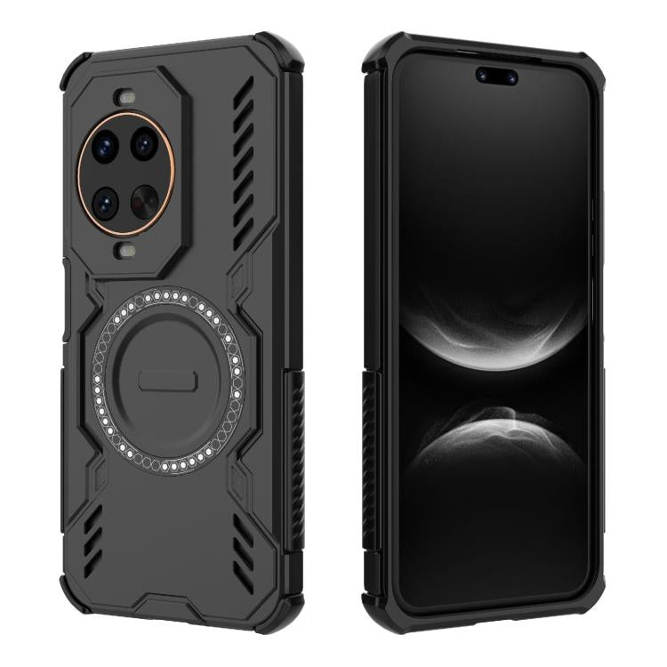 Funda a prueba de golpes con anillo magnético MagSafe y mariposa para Huawei nova 14 Ultra 5G (negra)