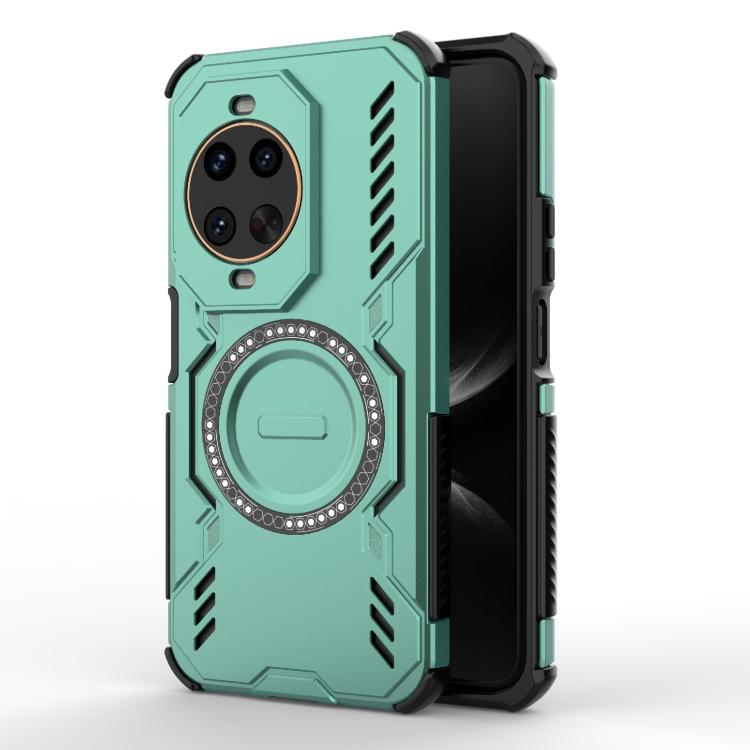Funda a prueba de golpes con anillo magnético MagSafe y mariposa para Huawei nova 14 Ultra 5G (verde claro)