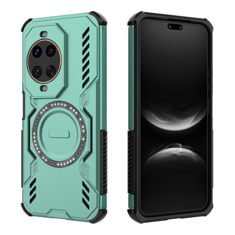 Funda a prueba de golpes con anillo magnético MagSafe y mariposa para Huawei nova 14 Ultra 5G (verde claro)