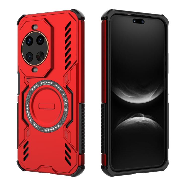 Funda a prueba de golpes con anillo magnético MagSafe y mariposa para Huawei nova 14 Ultra 5G (roja)