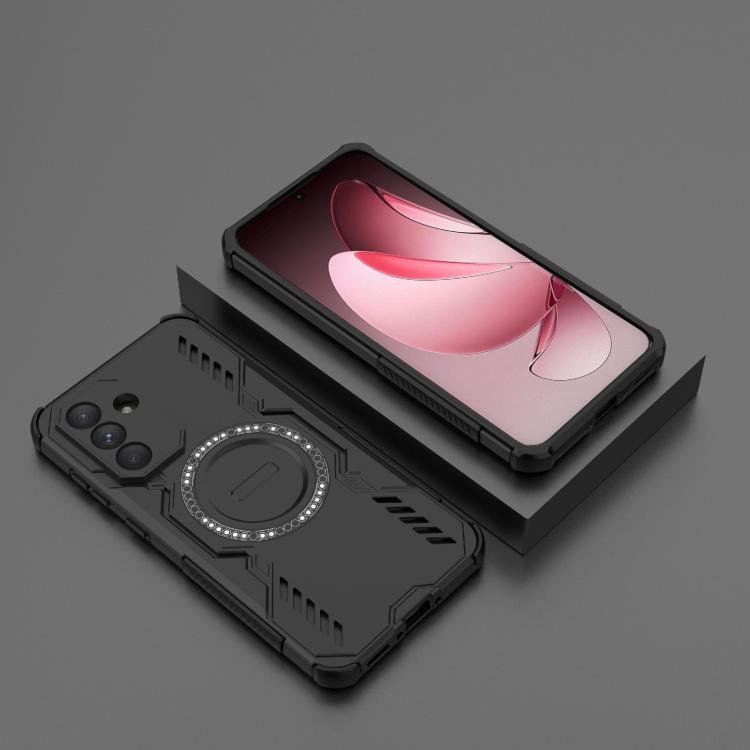 Funda con anillo magnético MagSafe para Samsung Galaxy A56 5G Butterfly Armor, a prueba de golpes (negra)