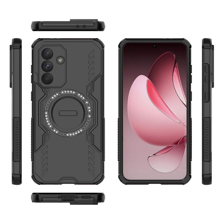 Funda con anillo magnético MagSafe para Samsung Galaxy A56 5G Butterfly Armor, a prueba de golpes (negra)