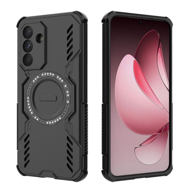 Funda con anillo magnético MagSafe para Samsung Galaxy A56 5G Butterfly Armor, a prueba de golpes (negra)