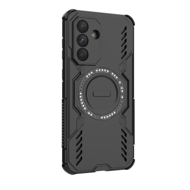 Funda con anillo magnético MagSafe para Samsung Galaxy A56 5G Butterfly Armor, a prueba de golpes (negra)