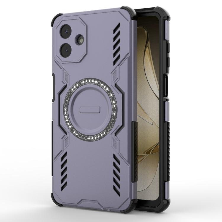Funda a prueba de golpes con anillo magnético MagSafe y mariposa para Samsung Galaxy A07 4G (morado)