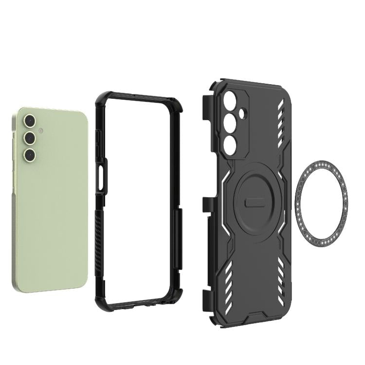 Funda con anillo magnético MagSafe y mariposa para Samsung Galaxy A15 5G (azul)