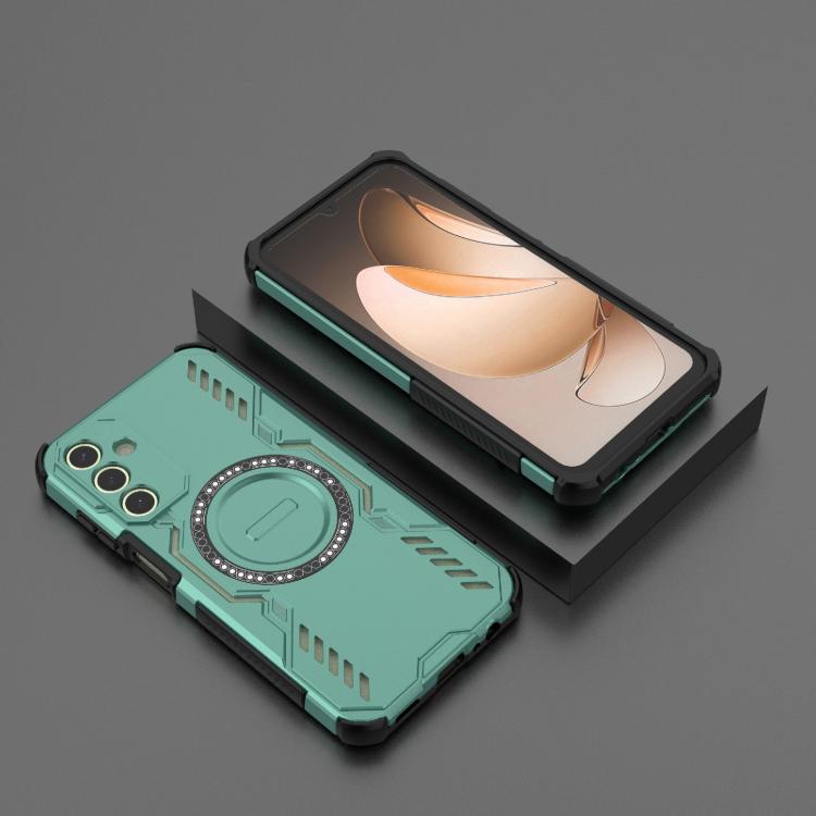 Funda con anillo magnético MagSafe y mariposa para Samsung Galaxy A15 5G (verde claro)