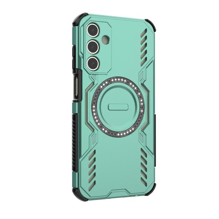 Funda con anillo magnético MagSafe y mariposa para Samsung Galaxy A15 5G (verde claro)