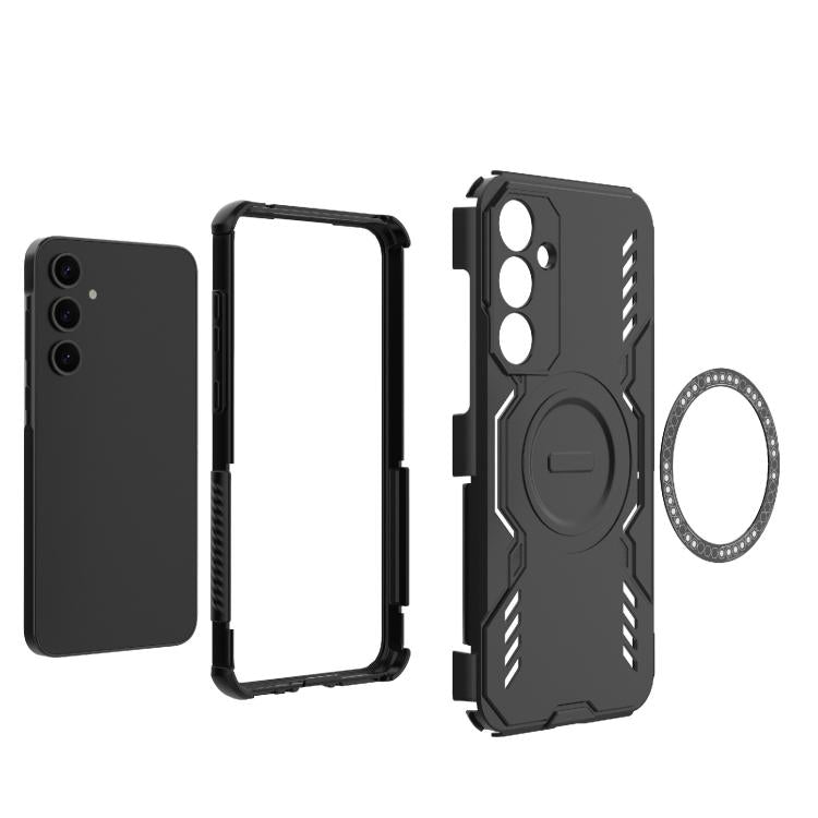 Funda con anillo magnético MagSafe a prueba de golpes para Samsung Galaxy A35 5G Butterfly Armor (negra)