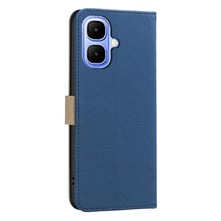 Funda de cuero RFID con estampado floral hueco para Infinix Smart 10 4G (azul oscuro)
