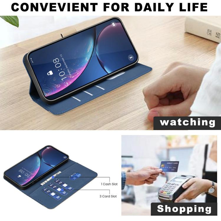 Funda de cuero RFID con estampado floral hueco para Infinix Smart 10 4G (azul oscuro)