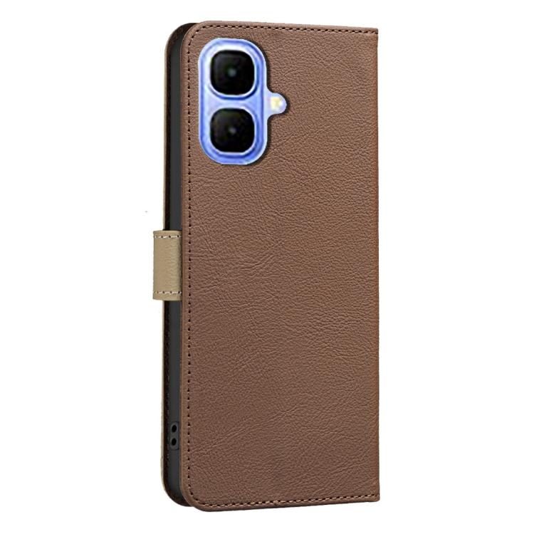 Funda de cuero RFID con estampado floral hueco para Infinix Smart 10 4G (marrón)