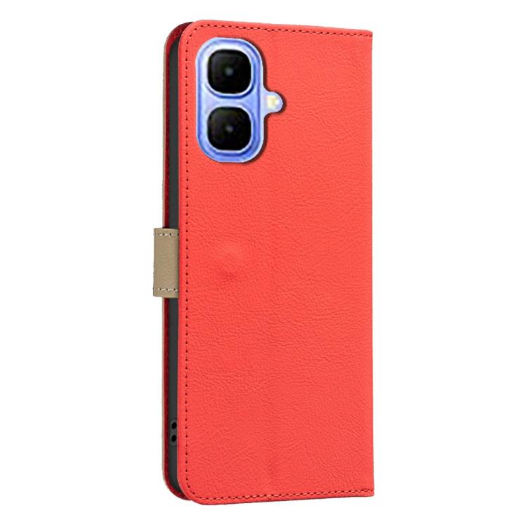 Funda de cuero RFID con estampado floral hueco para Infinix Smart 10 4G (rojo)