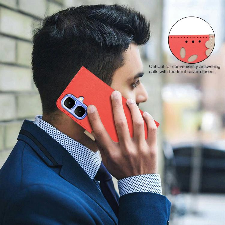Funda de cuero RFID con estampado floral hueco para Infinix Smart 10 4G (rojo)