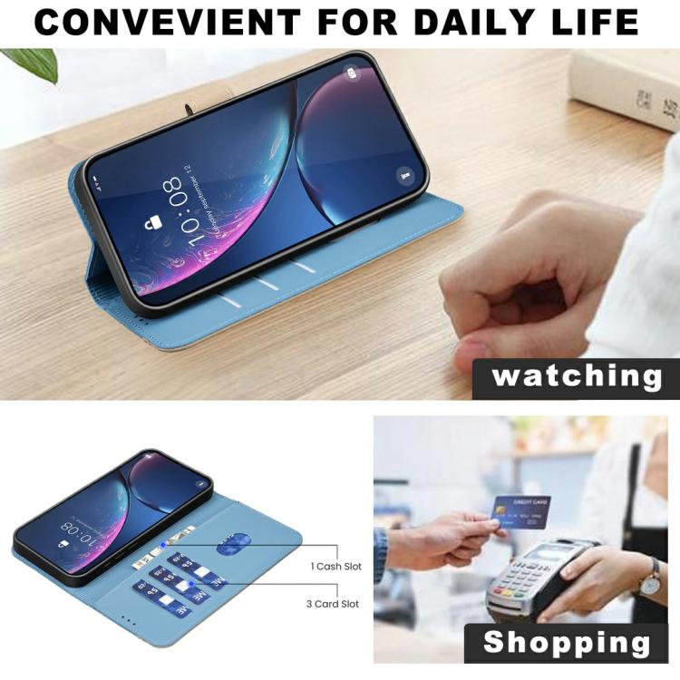 Funda de cuero RFID con estampado floral hueco para Infinix Smart 10 4G (azul cielo)