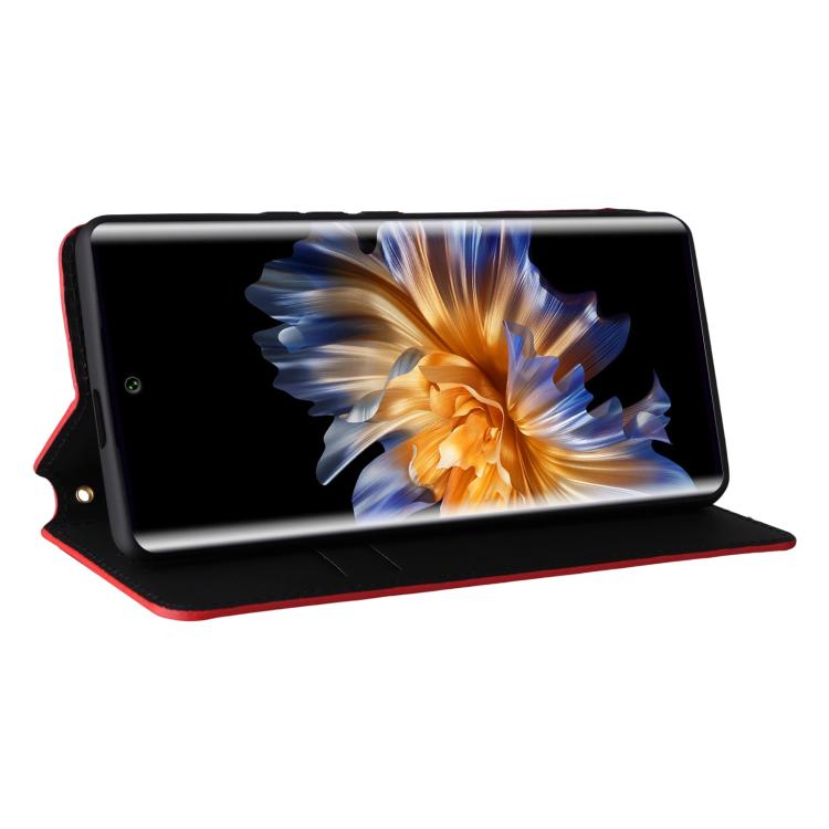 Funda de cuero con tapa y textura de cuadrícula cúbica para Fossibot S3 Pro (roja)