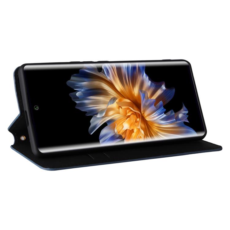 Funda de cuero con tapa y textura de cuadrícula cúbica para Fossibot S3 Pro (azul)