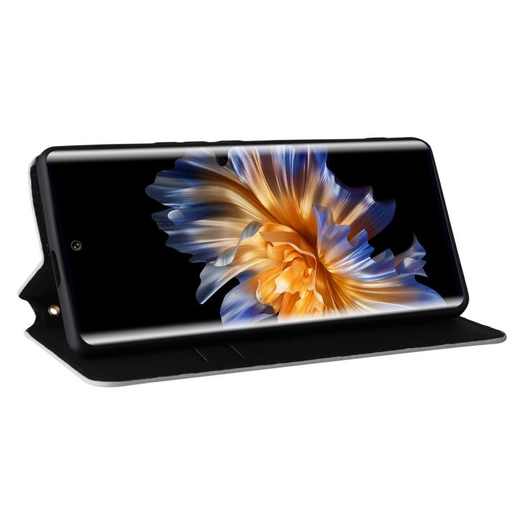 Funda de cuero con tapa y textura de cuadrícula cúbica para Fossibot S3 Pro (plateada)
