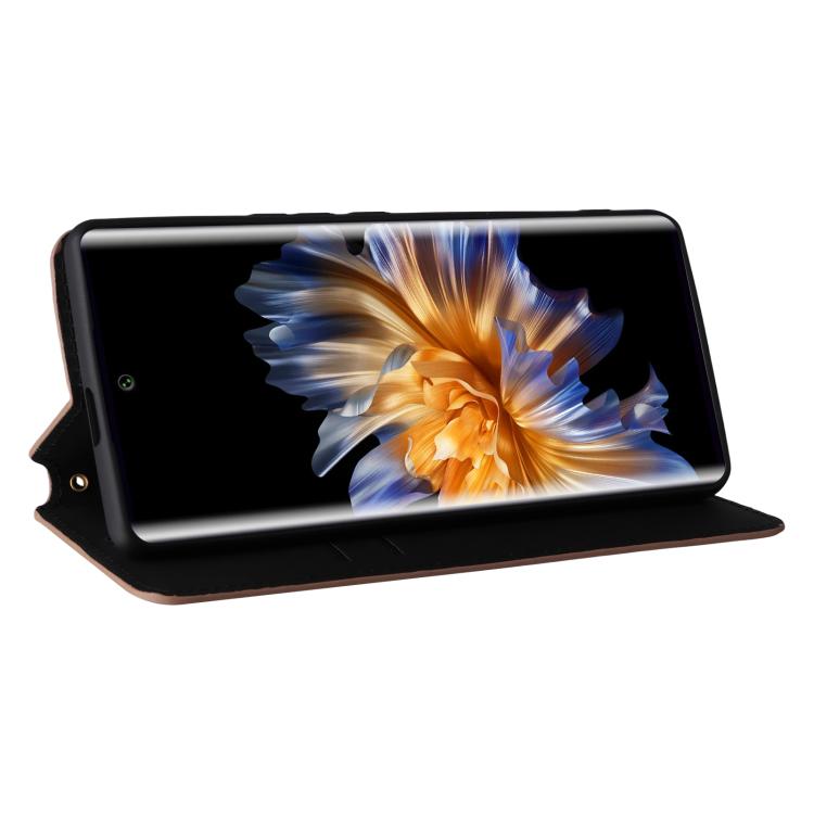 Funda de cuero con tapa y textura de cuadrícula cúbica para Fossibot S3 Pro (marrón)