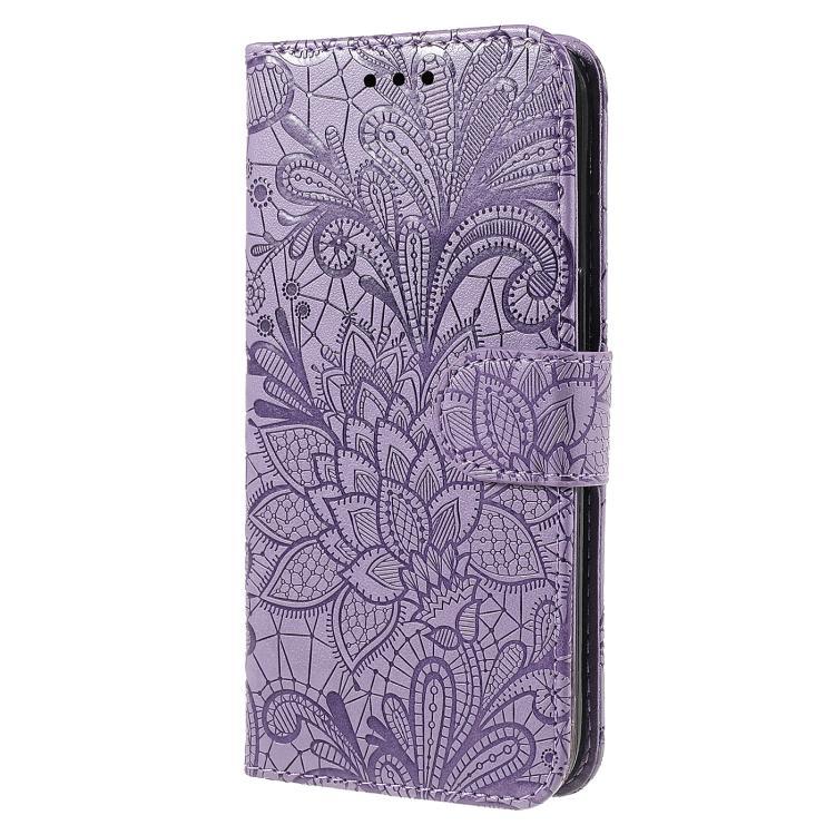 Funda de cuero con tapa y estampado floral para Samsung Galaxy XCover7 Pro (morada)