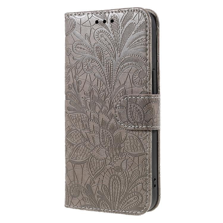 Funda de cuero con tapa y estampado floral para Redmi A5 4G (173,3 mm) (gris)