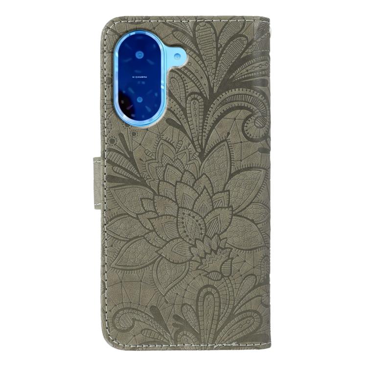 Funda de cuero con tapa y estampado floral para Redmi A5 4G (173,3 mm) (gris)