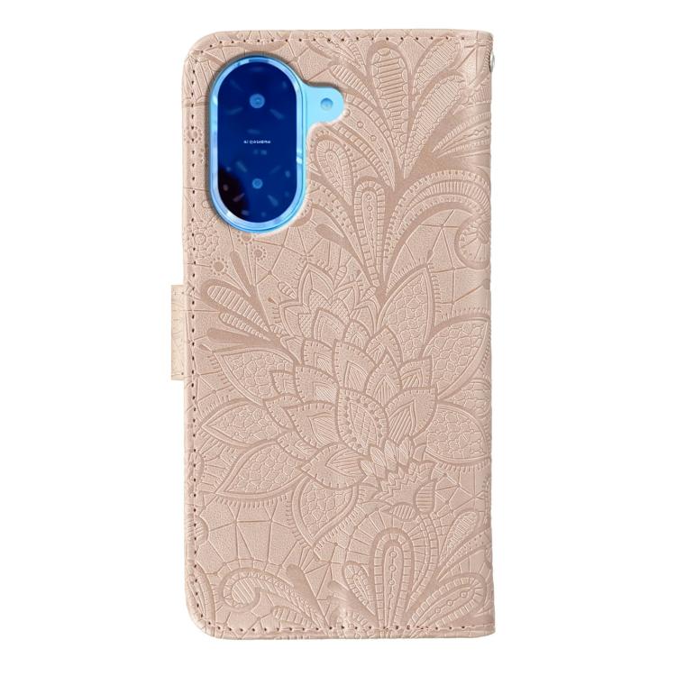 Funda de cuero con tapa y estampado floral para Redmi A5 4G (173,3 mm) (oro rosa)