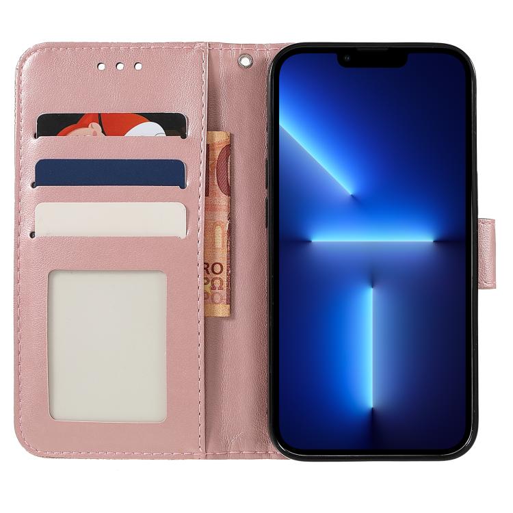 Funda de cuero con tapa y estampado floral para Redmi A5 4G (173,3 mm) (oro rosa)