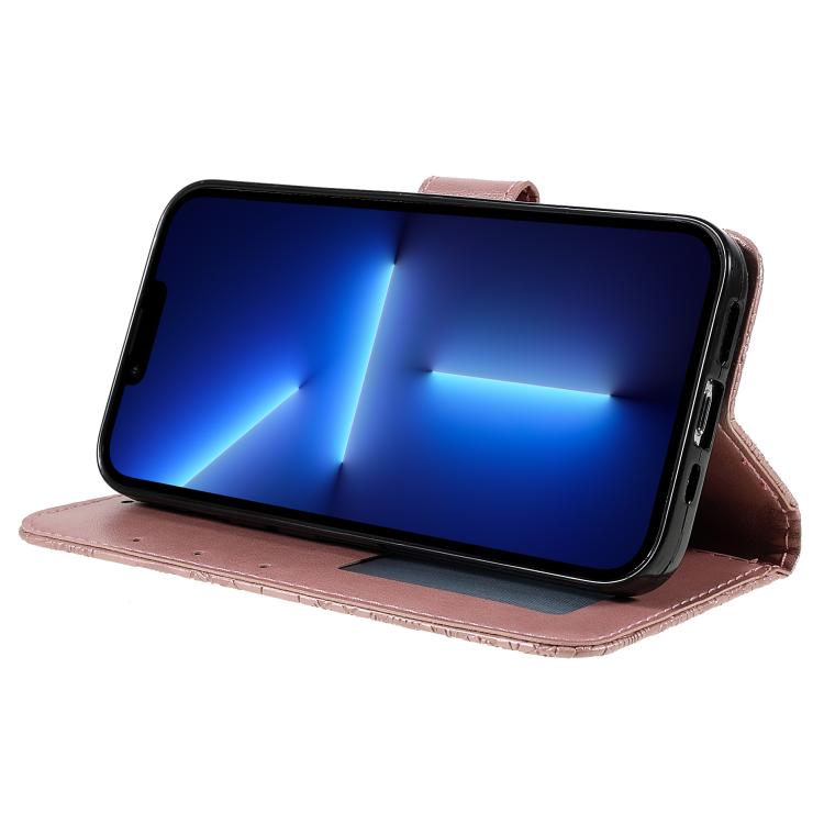 Funda de cuero con tapa y estampado floral para Redmi A5 4G (173,3 mm) (oro rosa)