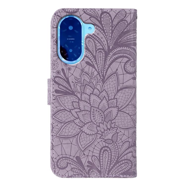 Funda de cuero con tapa y estampado floral para Redmi A5 4G (171,7 mm) / Poco C71 4G (morado)