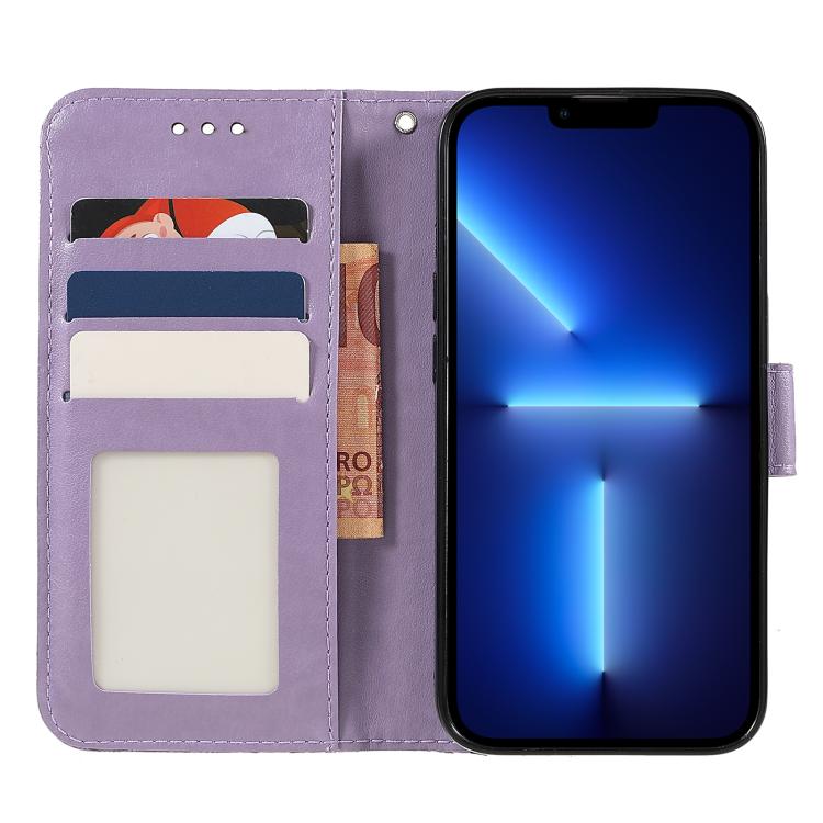Funda de cuero con tapa y estampado floral para Redmi A5 4G (171,7 mm) / Poco C71 4G (morado)