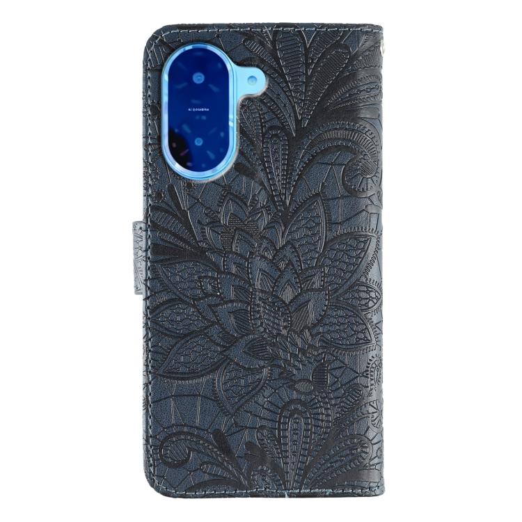 Funda de cuero con tapa y estampado floral para Redmi A5 4G (171,7 mm) / Poco C71 4G (azul oscuro)