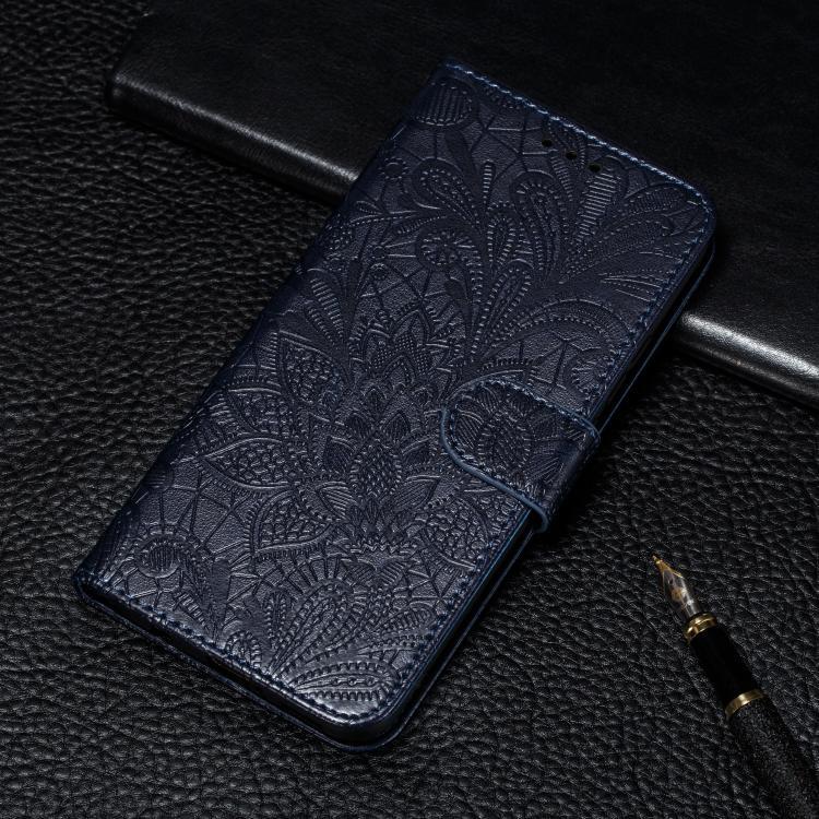 Funda de cuero con tapa y estampado floral para Redmi A5 4G (171,7 mm) / Poco C71 4G (azul oscuro)