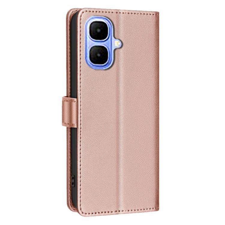 Funda de cuero antirrobo RFID con textura Litchi para Infinix Smart 10 4G (dorada)