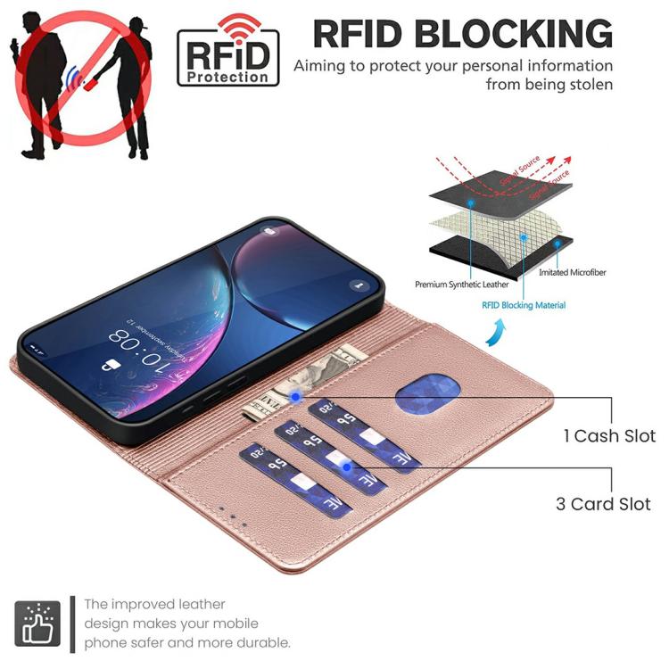 Funda de cuero antirrobo RFID con textura Litchi para Infinix Smart 10 4G (dorada)