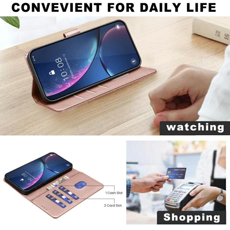 Funda de cuero antirrobo RFID con textura Litchi para Infinix Smart 10 4G (dorada)