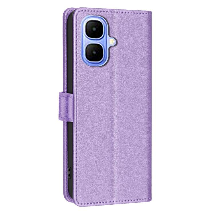 Funda de cuero antirrobo RFID con textura Litchi para Infinix Smart 10 4G (morado)