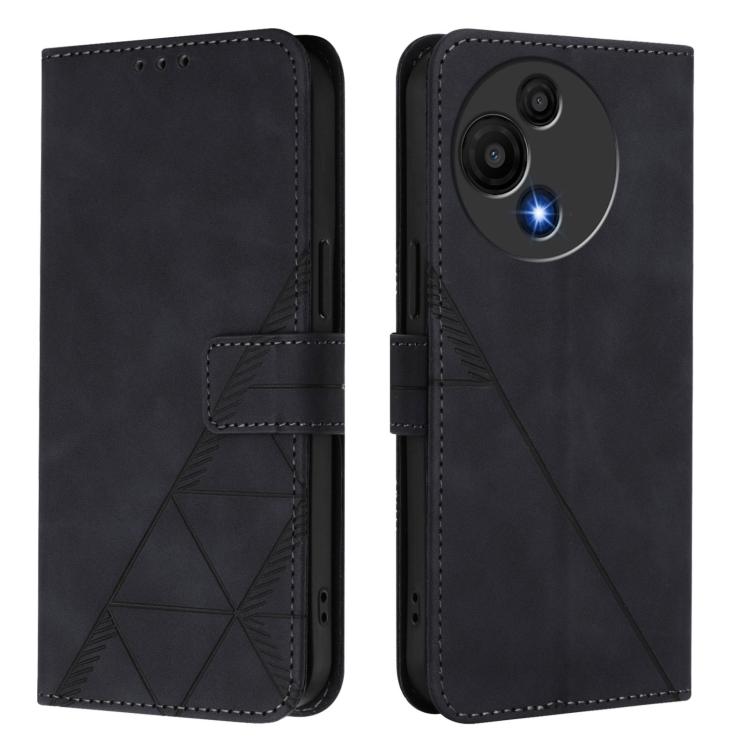 Funda de cuero con tapa y relieve 3D para TCL 605/60 SE (negra)