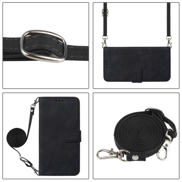 Funda de cuero con tapa y relieve 3D para TCL 605/60 SE (negra)