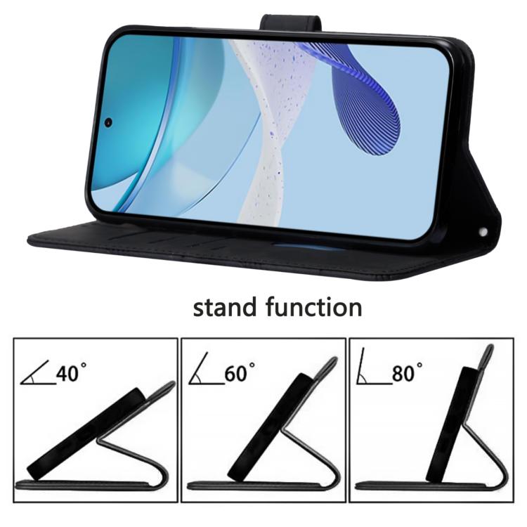 Funda de cuero con tapa y relieve 3D para TCL 605/60 SE (negra)