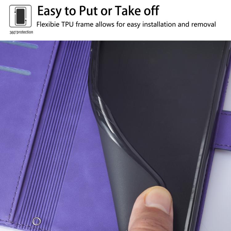 Funda de cuero con relieve 3D para TCL 605/60 SE (morado)