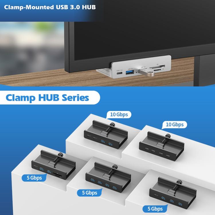 Concentrador de abrazadera ORICO HCL-4A-Pro 4 puertos USB 3.0 aleación de aluminio (Negro)