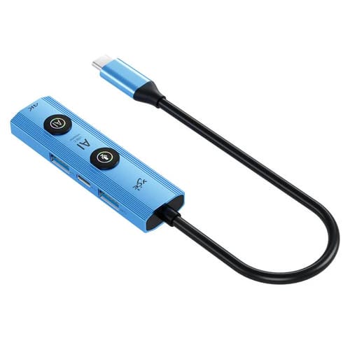 Adaptador concentrador USB-C YCE V297A 7 en 1 con IA y salida 8K (Azul)