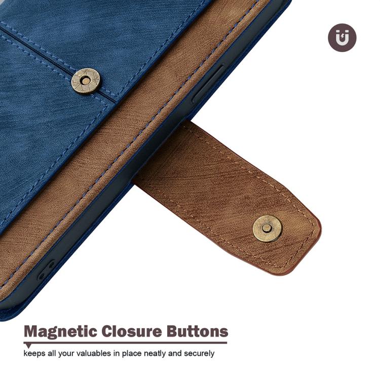 Funda de cuero con costuras de color y bloqueo RFID para Xiaomi 14 Ultra (azul)