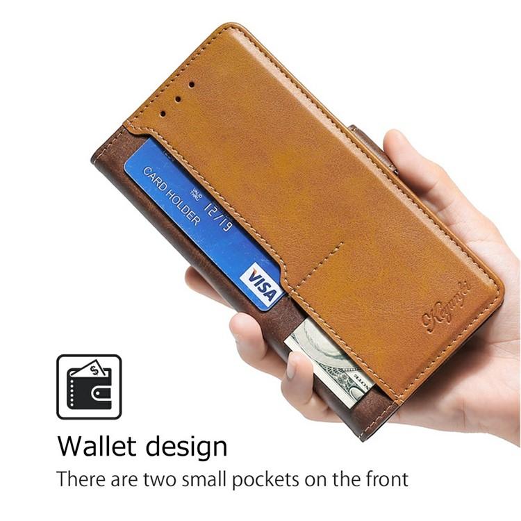 Funda de cuero con hebilla lateral en color de contraste para Redmi A5 4G (171,7 mm) (marrón oscuro y dorado)