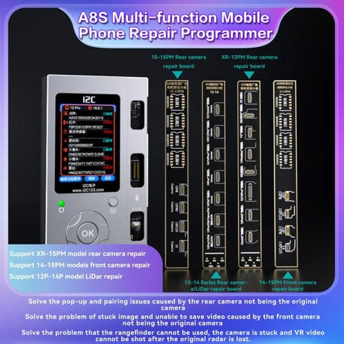Programmeur Multifonction i2C A8S Hôte+12-15 Plus Réparation de Téléphones avec Plaque True Tone