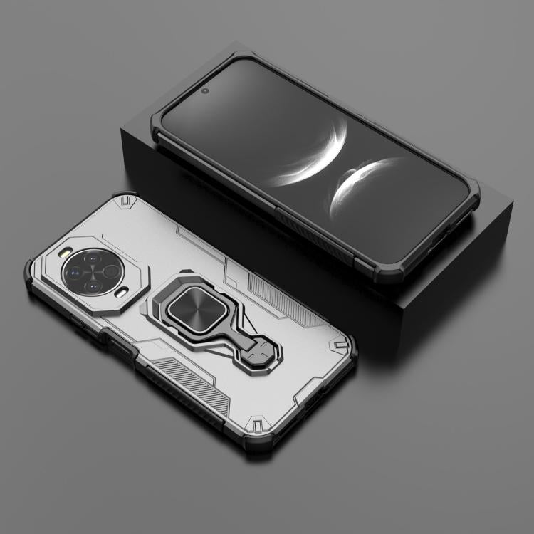 Funda híbrida de TPU y PC con soporte metálico para Huawei Nova 14 (gris)
