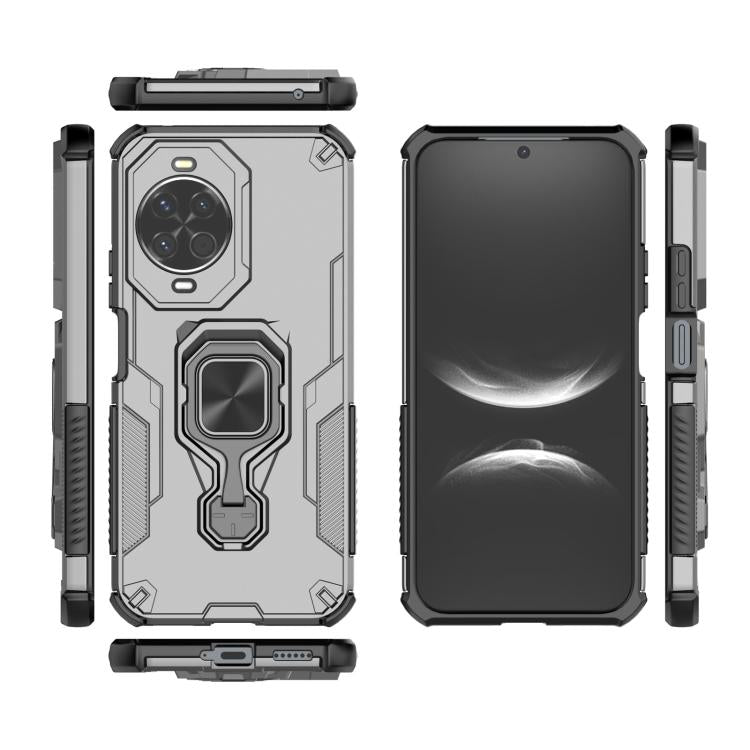 Funda híbrida de TPU y PC con soporte metálico para Huawei Nova 14 (gris)