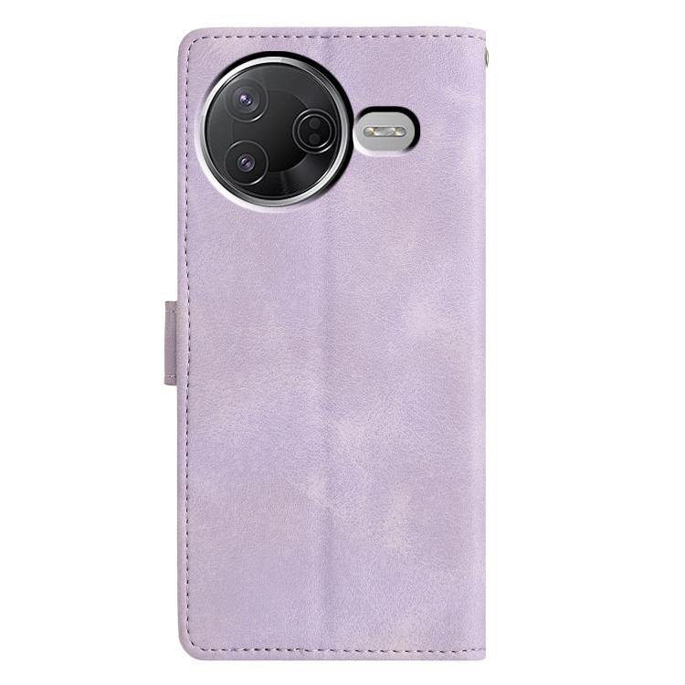Funda de cuero con relieve de triángulos para Xiaomi Poco F7 Pro/F7 Ultra (morado)