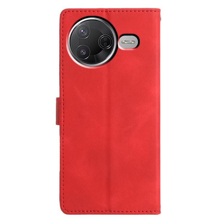Funda de cuero con relieve de triángulos para Xiaomi Poco F7 Pro/F7 Ultra (roja)